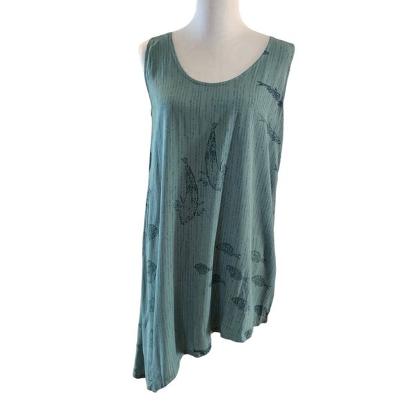 ENDLESS KNOT ART Green Fish Layered 2 Pc Asymmetrical Sleeveless & Jacket Tunic - Picture 3 of 6